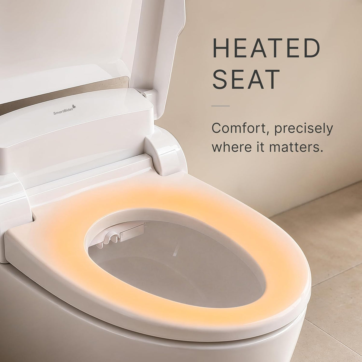 SmartBidet® SB-2000 Smart Bidet Electric Bidet Toilet Seat with Heated Seat, Warm Water, Air Dryer – Side Control Panel, Round