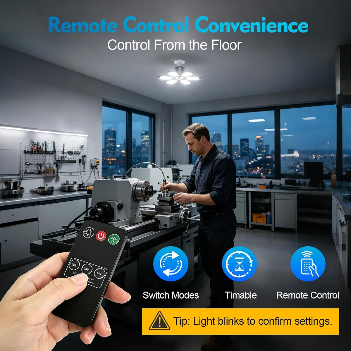TANBABY 260W Motion Sensor Garage Lights with Remote Control, 30000LM, E26