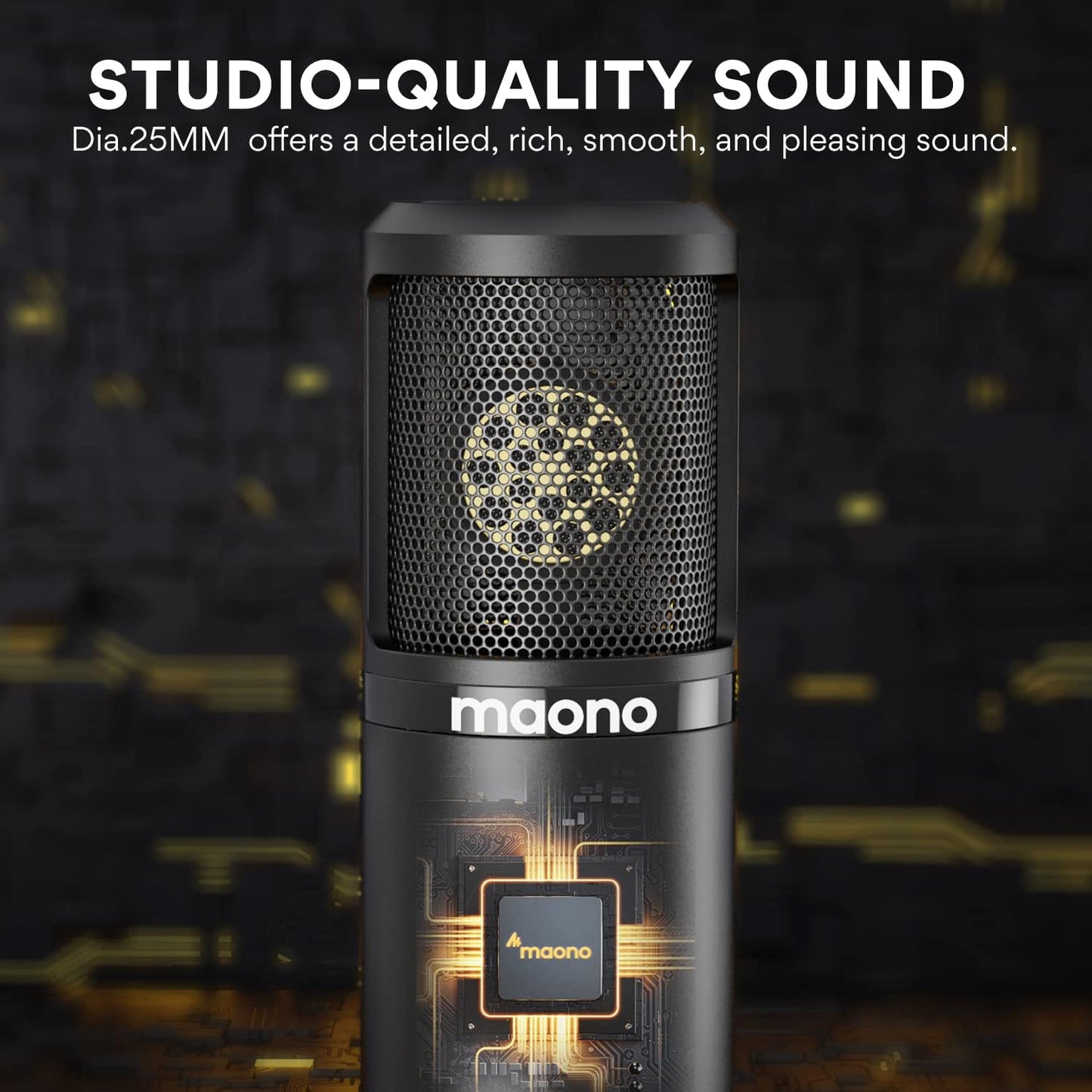 MAONO Condenser Microphone with 25mm Large Diaphragm, Professional Cardioid Studio Condenser Recording Mic with 3.5mm XLR for podcasting, Streaming, Singing, Vocal, Home-Studio (AU-PM325T)