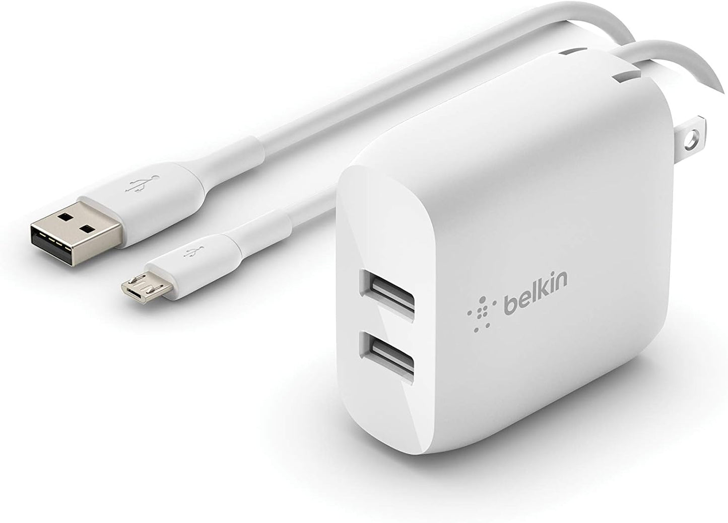 Belkin 24W Dual Port USB Charger Block, Fast Charging for Travel | iPhone Charger Fast Charging, iPhone 17, Air, Pro, Pro Max, iPad, AirPods, Samsung Galaxy S25, Switch 2