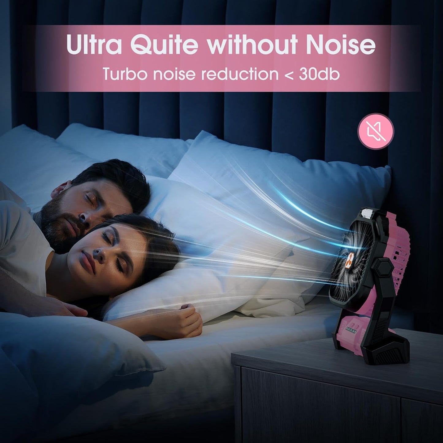 Portable Fan Rechargeable 20000mAh Cordless Battery Powered Camping Fan | with LED Lantern, Small Table Fan, USB Battery Operated Fans for Travel Bedroom Home Camping Tent Office Beach Desk Pink