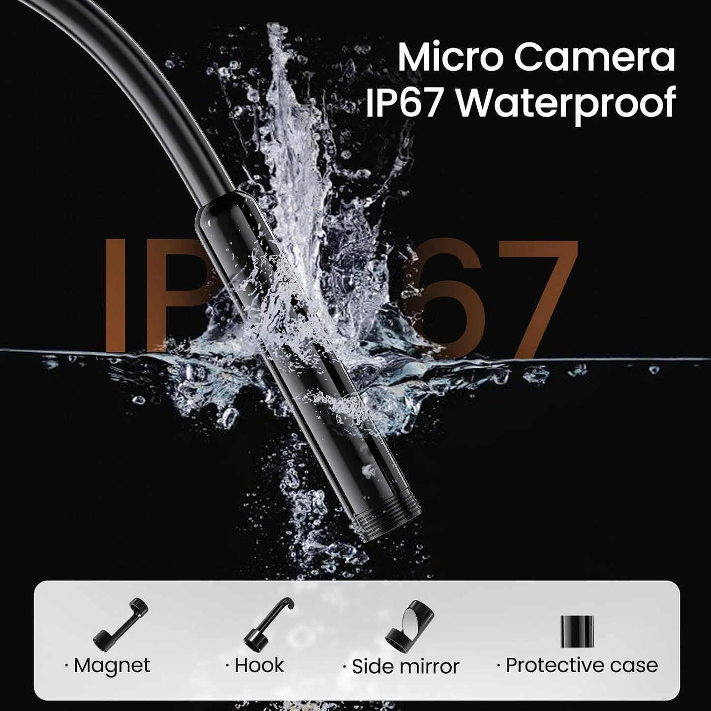 Endoscope Camera with Light, 1920P HD Borescope with Dimmable LED | Endoscope Camera for iPhone & Android, 16.4ft Semi-Rigid Snake Camera, IP67 Waterproof Inspection Tools, Gifts for Men