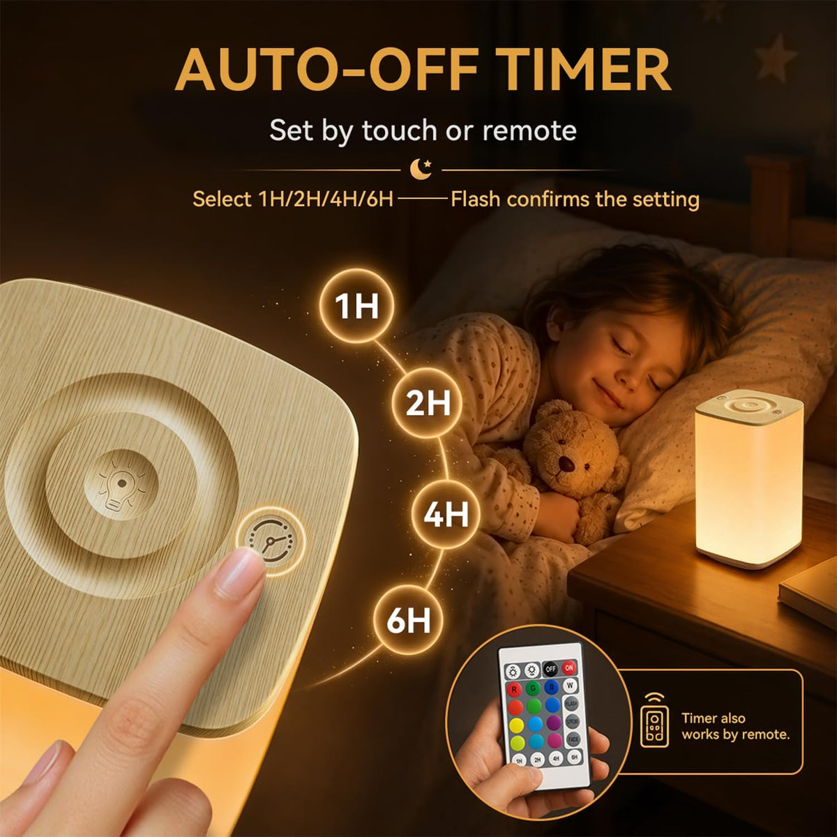 Auxmir Baby Night Light, 4000mAh, Remote, Touch, 256 RGB Colors, Brown
