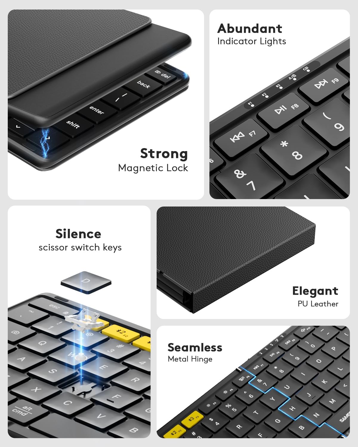 Samsers Full-Size Foldable Bluetooth Keyboard for Laptop Phone Tablet