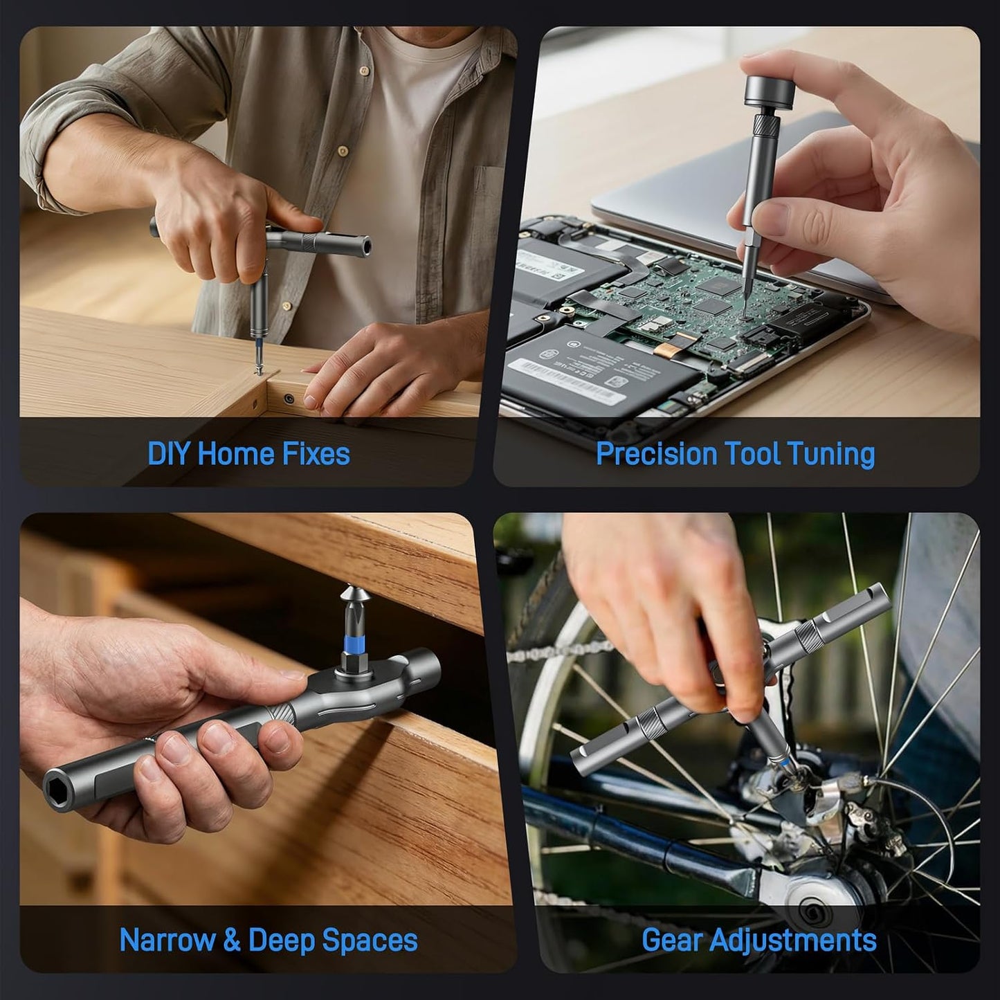 74-in-1 Magnetic Ratchet Screwdriver Set with S2 Steel Bits | T Handle Allen Wrench Set, Storage case, detachable design. Ideal for electronics, furniture, bicycle, watch, DIY.