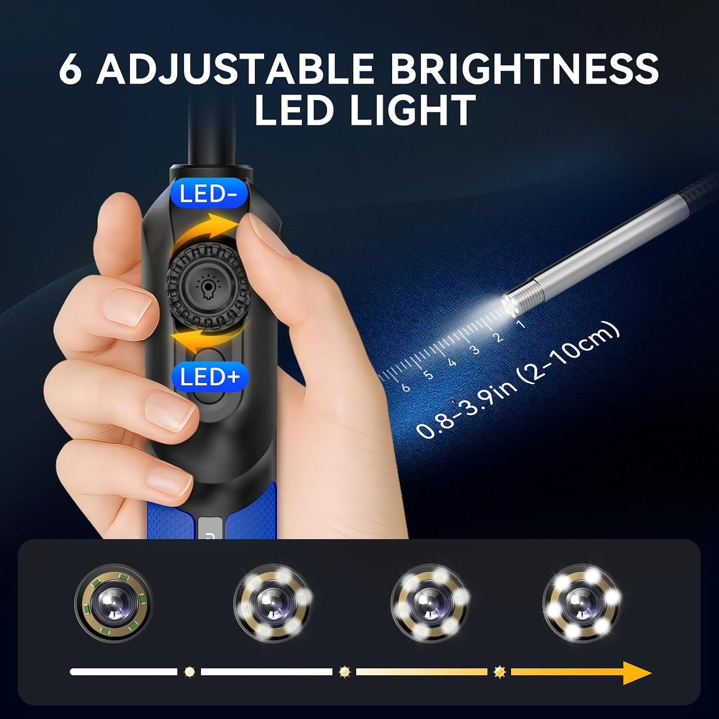 MUCAR E021 USB Endoscope Borescope, 720P Borescope with 6 Adjustable LED Light, Compatible with PC and MUCAR Scanners