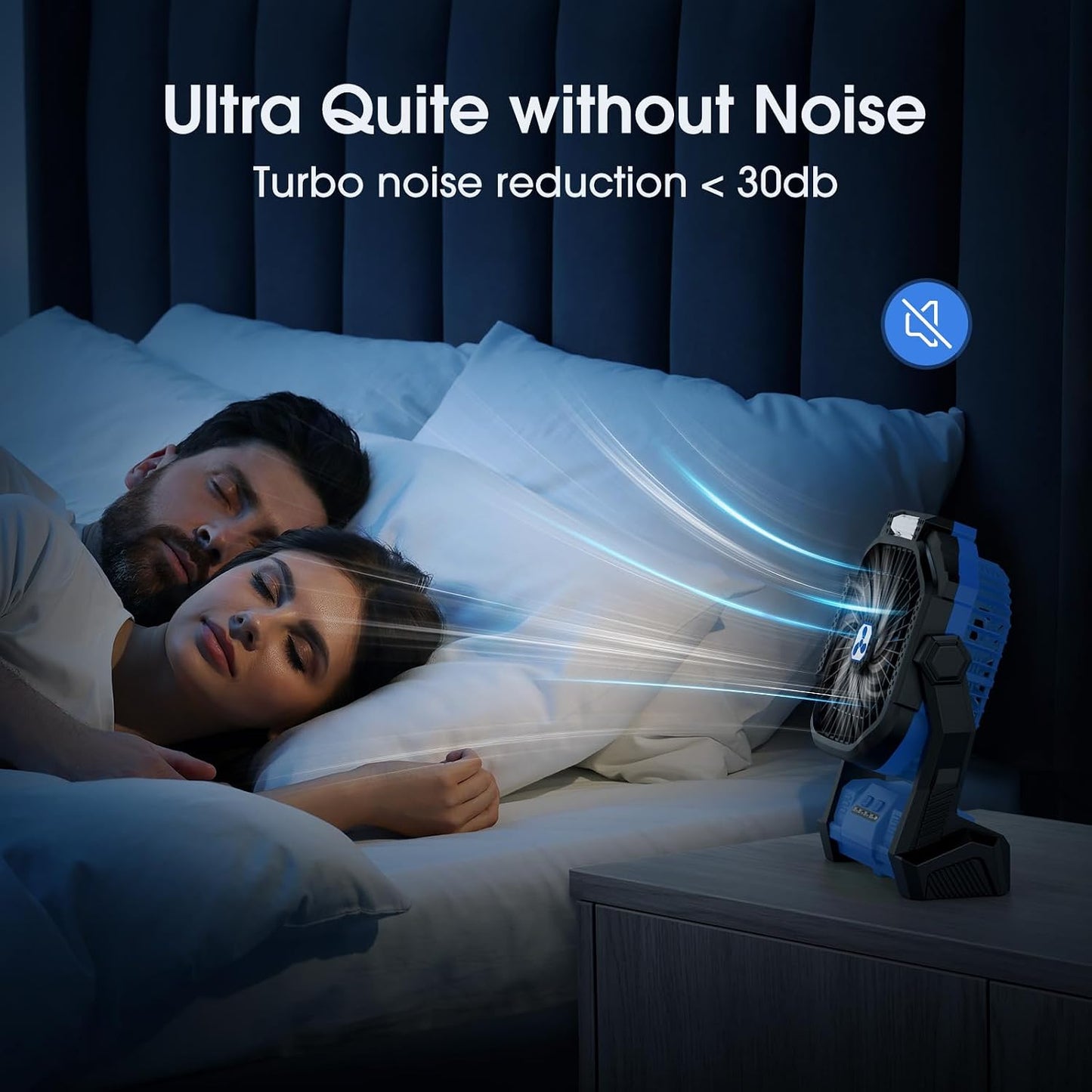 Portable Fan Rechargeable 20000mAh Cordless Battery Powered Camping Fan | with LED Lantern, Small Table Fan, USB Battery Operated Fans for Travel Bedroom Home Camping Tent Office Beach Desk Blue