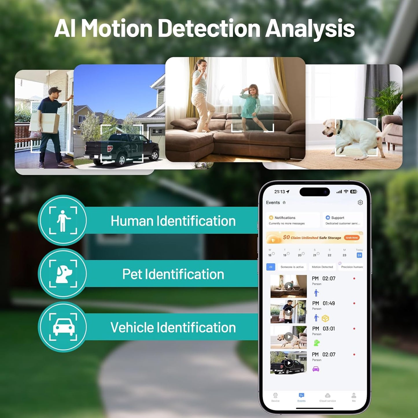 2K Window Camera, 5GHz & 2.4GHz WiFi Indoor Dome Camera for Home Security with Full Color Night Vision, Human/Motion Detection, Real-Time Alerts, 24/7 Recording, 2-Way Audio, Alexa Support.