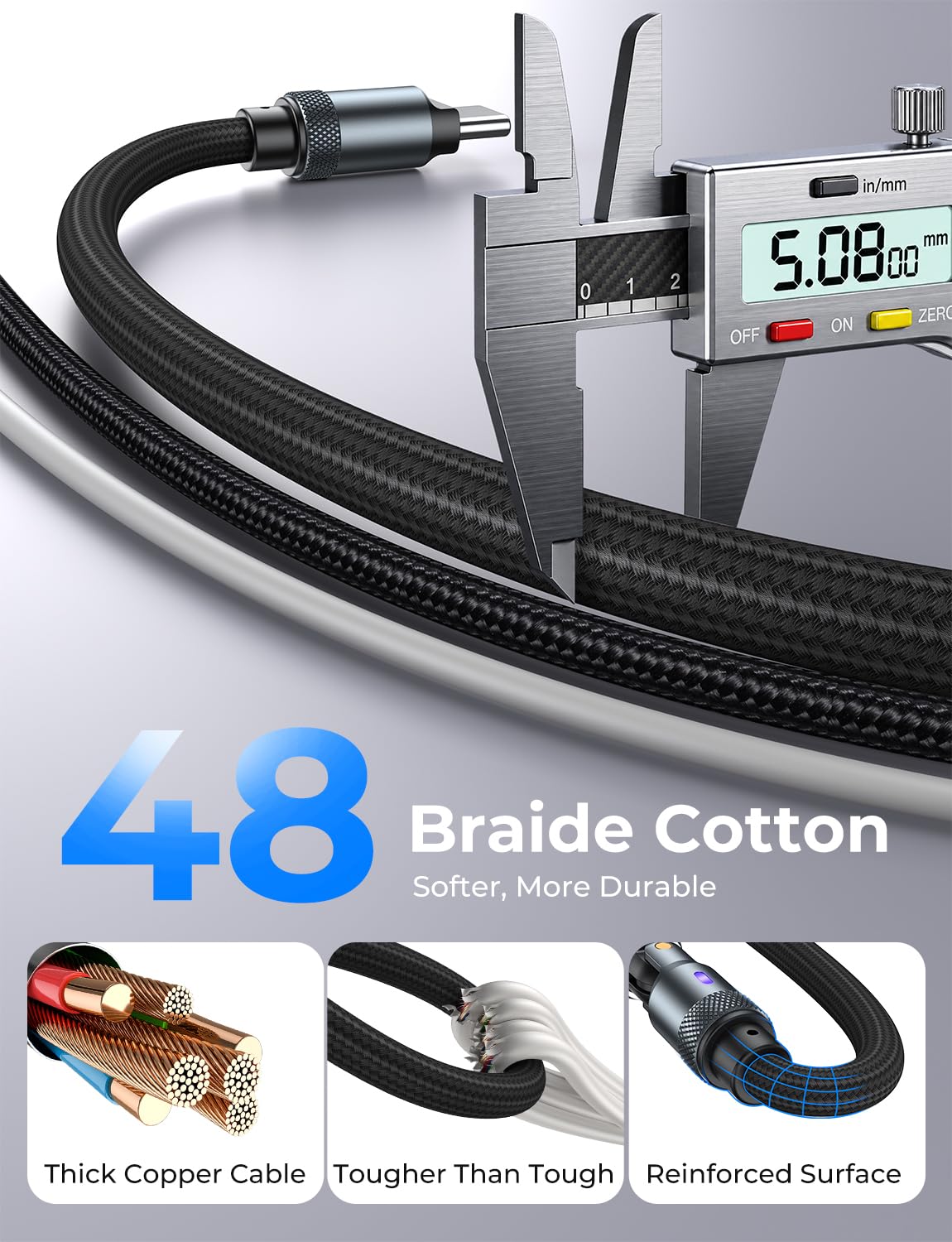 USB C Cable Fast Charging (6FT), Chubby 240W USB C to USB C Cable