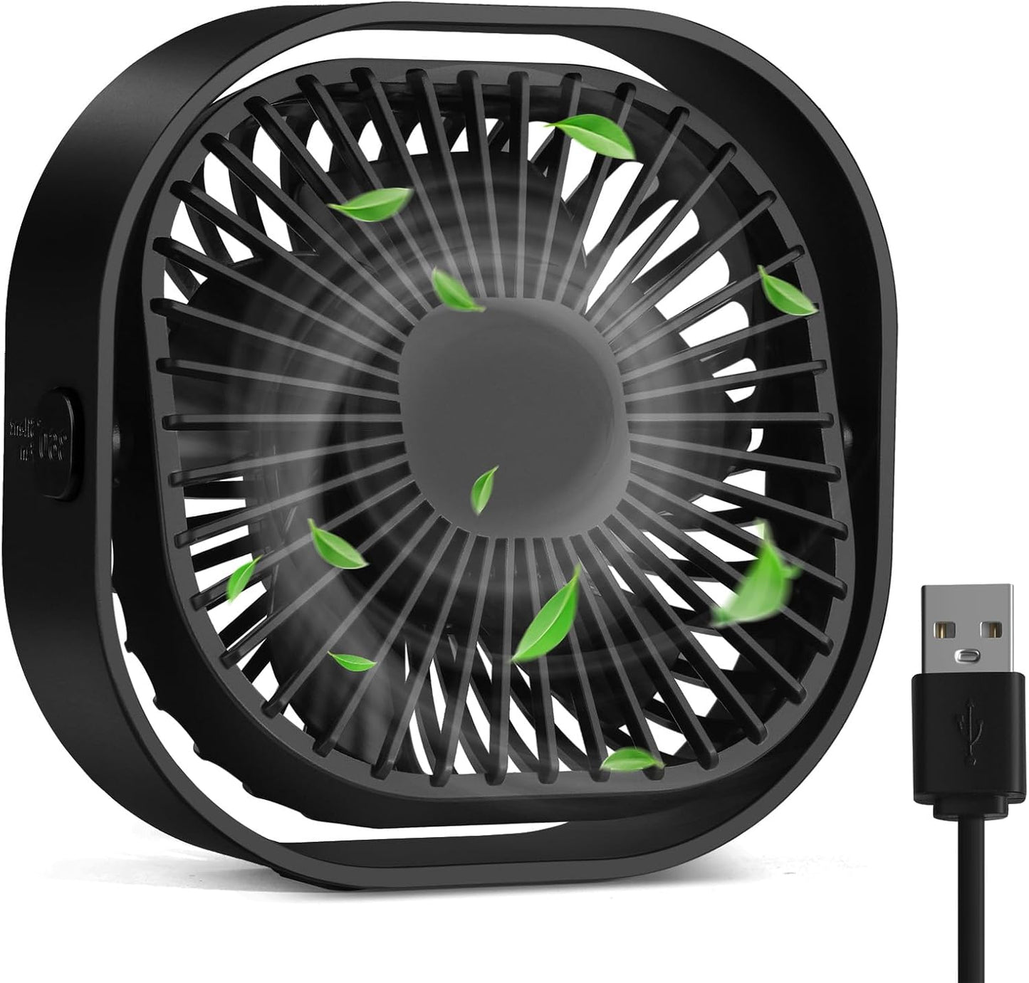 RJVW 4 Inch Small USB Desk Fan, 3-Speed & 360°Rotatable Cooling Fan | USB-Powered Desktop Fan for Home Office Bedroom Dorm Indoor Outdoor Summer Gift