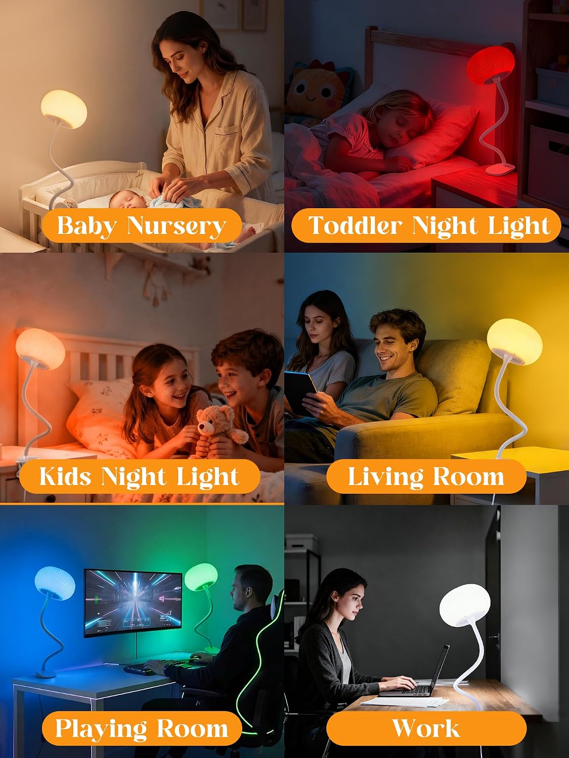 Clip on Lamp, 10 RGB Colors+10 Brightness Clip on Desk Lamp for Dorm Lamp | 800 lm Bright Clip on Light, USB Adapter Clamp Light, Reading Light for Bed/Headboard/Bedside Table/Bedroom/Kids Room/College