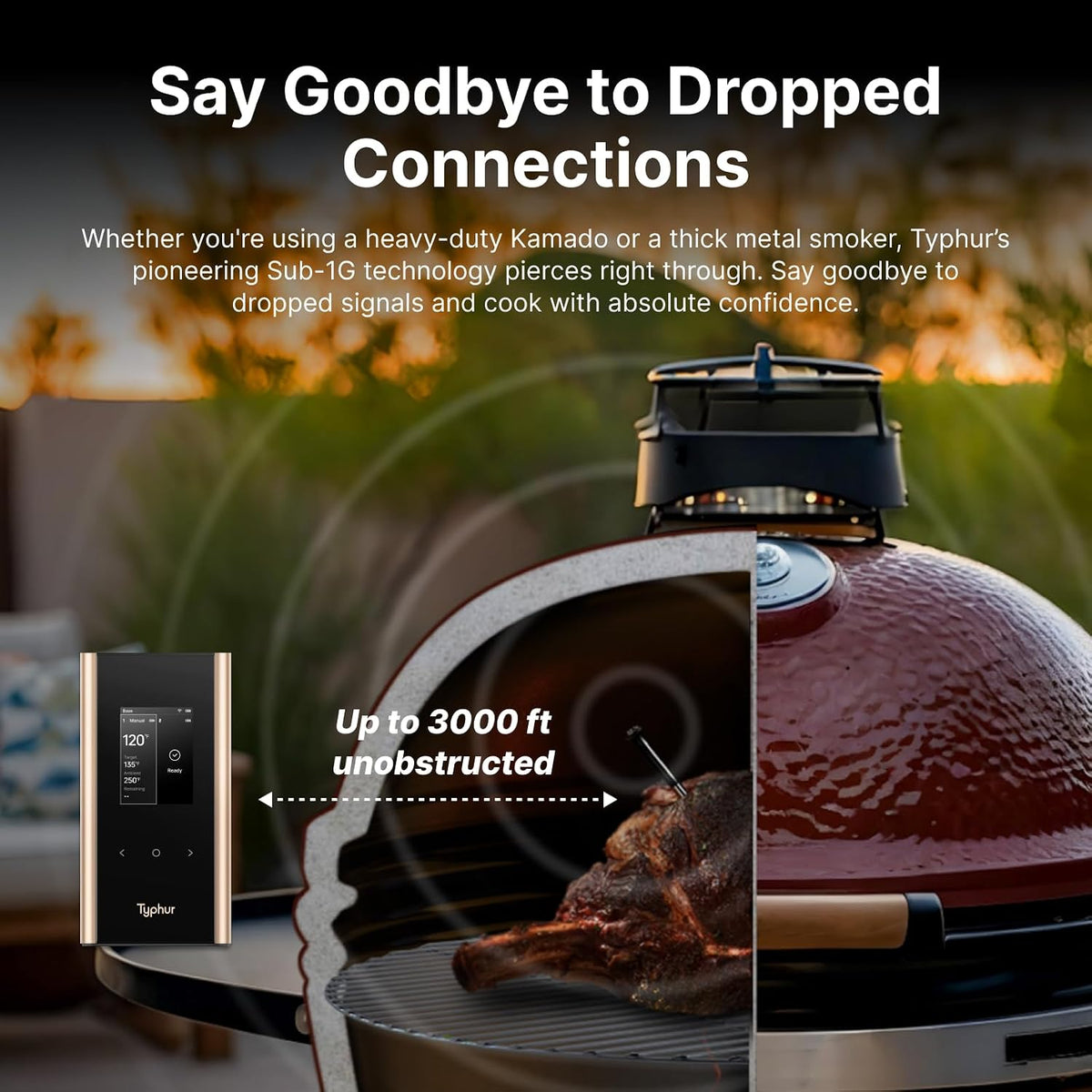 Typhur Sync Gold Dual Wireless WiFi Meat Thermometer with Carrying Case | 2 Probes, 6 Sensors, ±0.5℉ Accuracy, 10X Stronger Signal, Reliable Reading Through Kamado Grill BBQ Oven Smoker Air Fryer