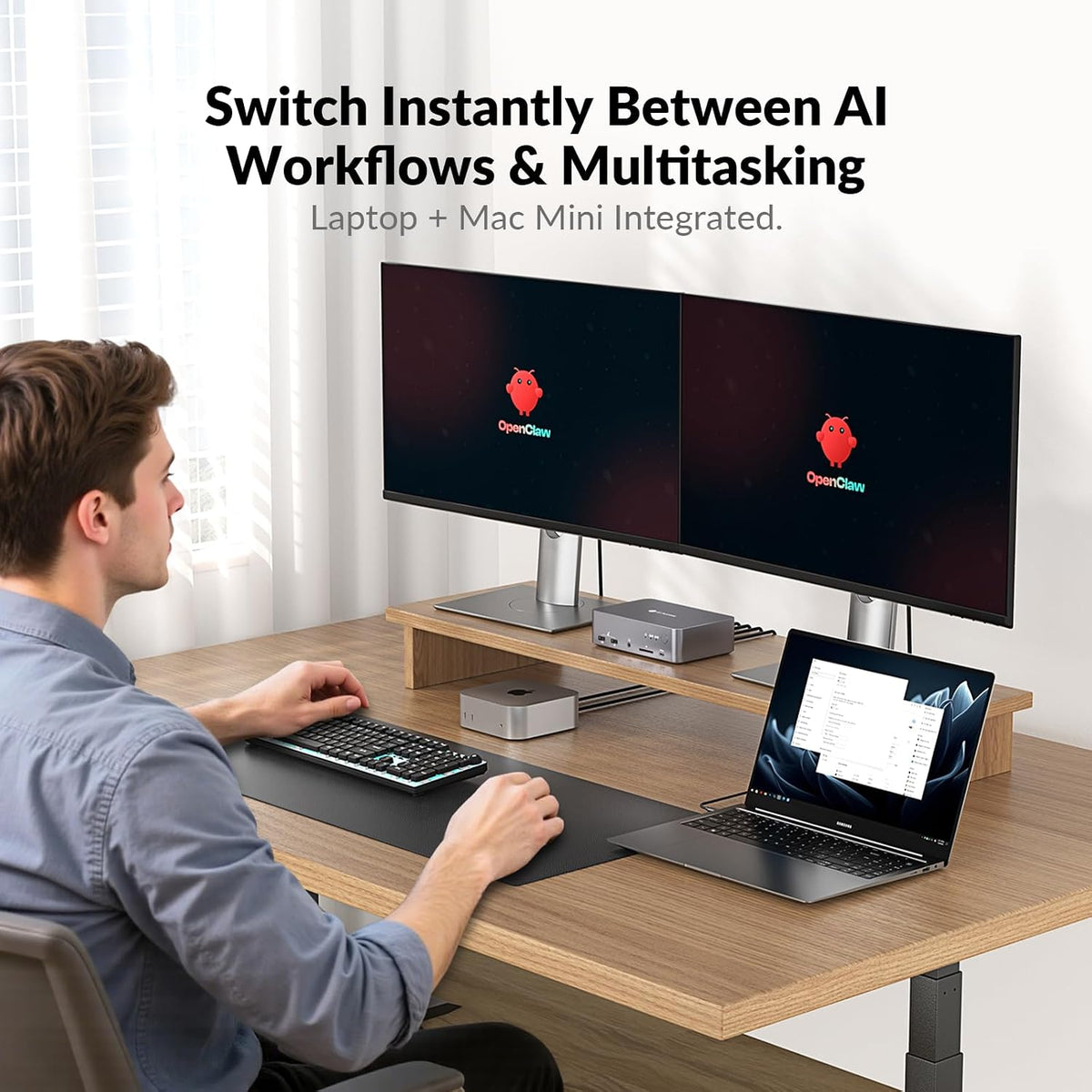 AV Access KVM Switch Dock 2 Monitors 2 Laptops, 4K KVM Switch Dual Monitor