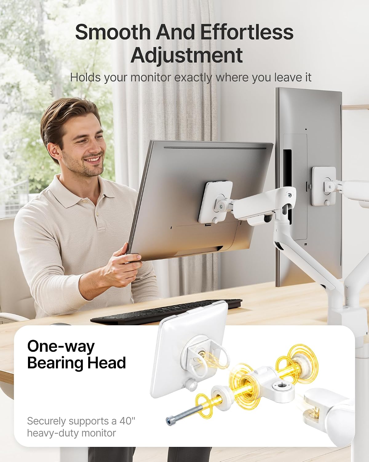 monTEK Mechanical Spring Dual Monitor Arm with USB for 27 32 34inch Screens