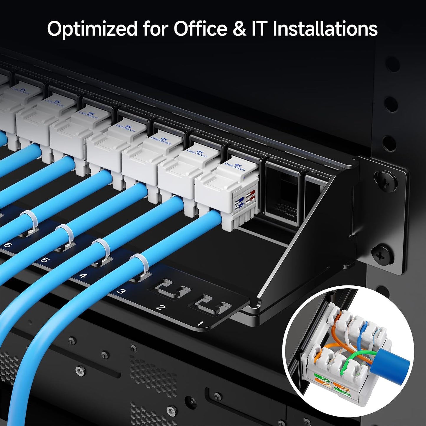 Cable Matters 1U 24 Port Keystone Patch Panel with Cable Management | With Support Bar, Rackmount or Wall Mount, 19-Inch Black Patch Panel for Keystone Jacks