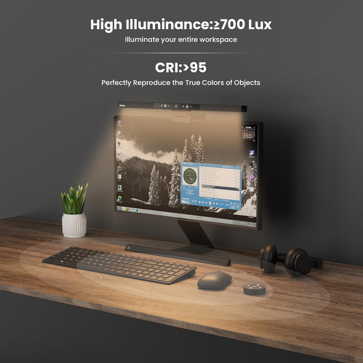 Monitor Light Bar with Remote Control,USB Computer Lamp,Eye-Care Screen Bar,Adjustable Color Temperature,Stepless Dimming,No Glare Desk lamp Home Office Game,(BM-ES1 PLUS)