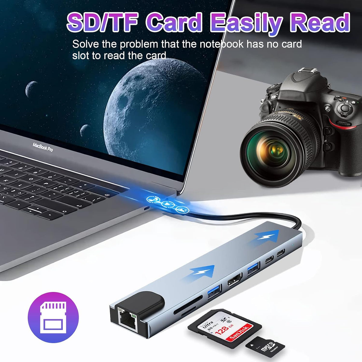 USB C HUB 8 in 1 Docking Station Compatible with MacBook Pro/Air