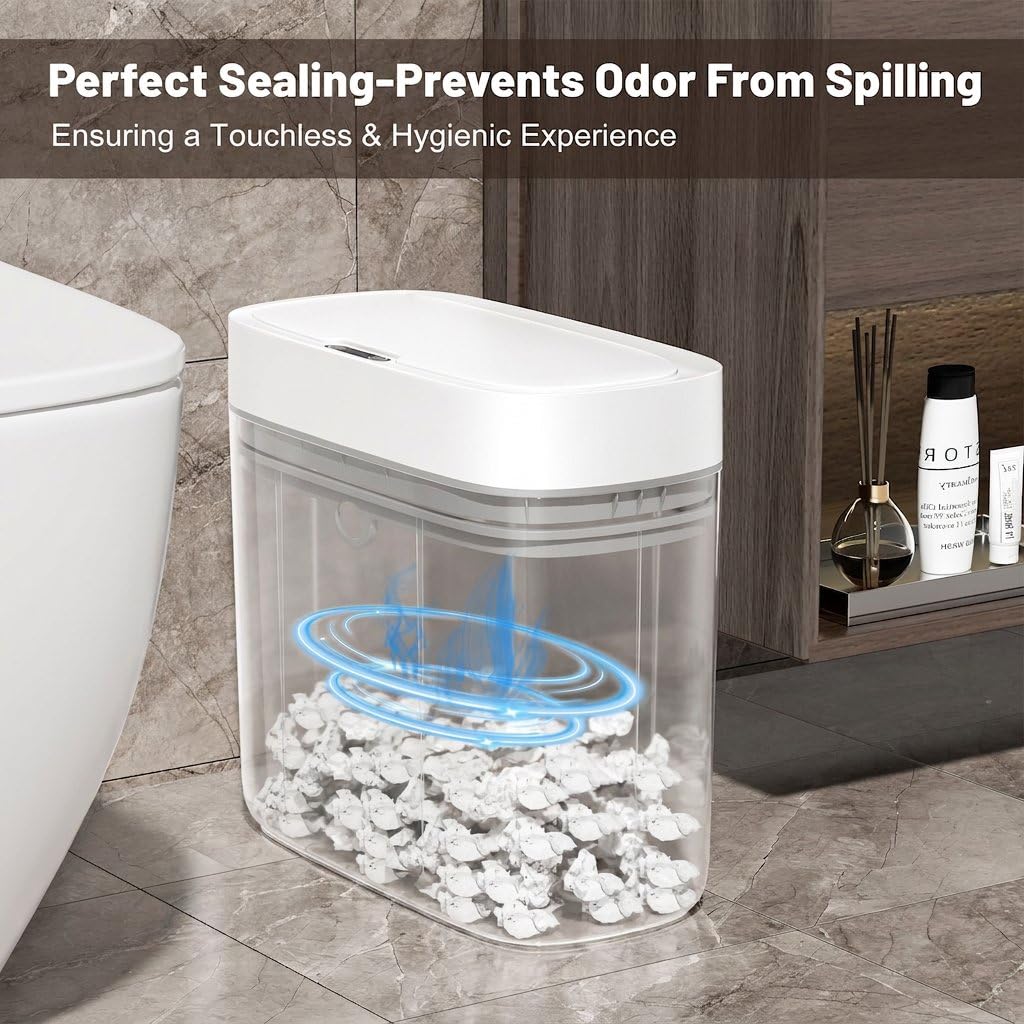 MOPALL 3.2 Gallon Motion Sensor Trash Can with Lid for Bathroom