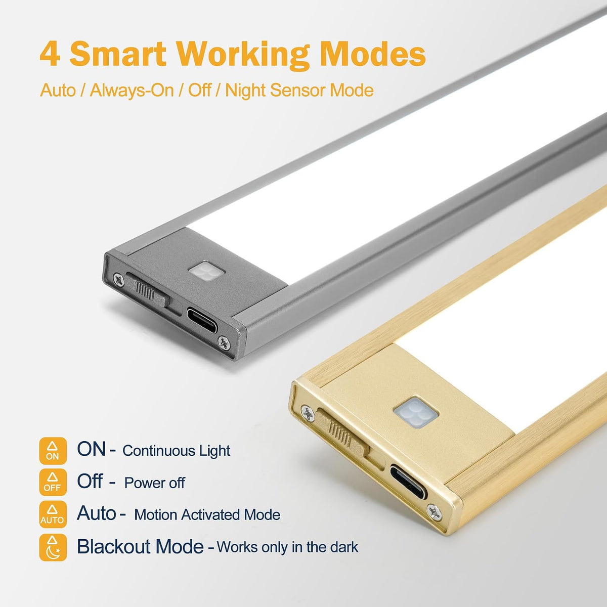 V4light Motion Sensor Cabinet Light, Rechargeable, Dimmable, 2Pcs, 9in