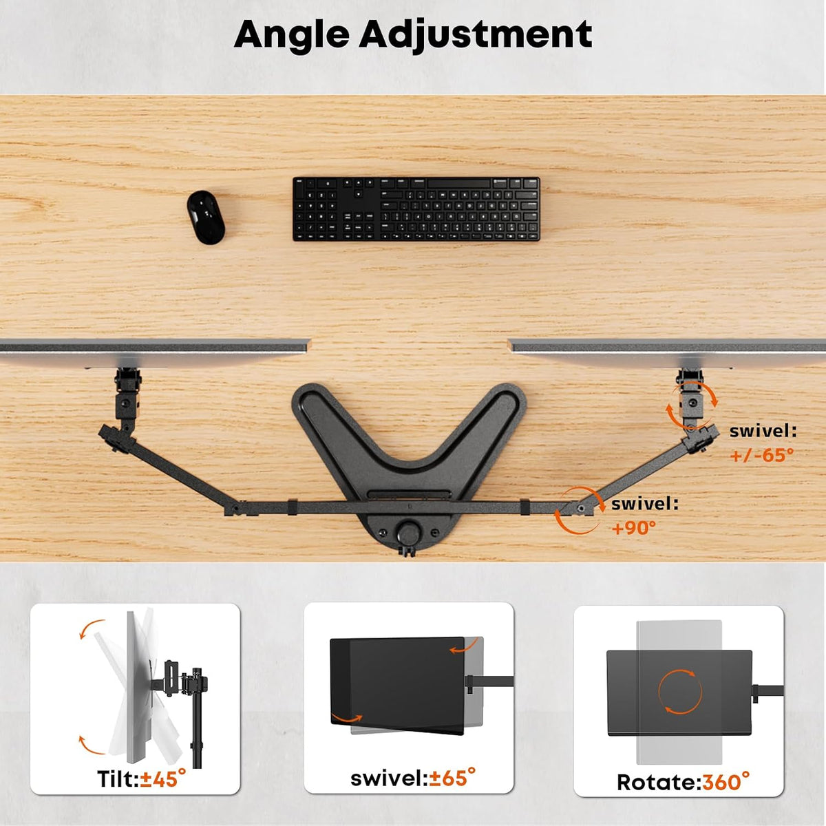 Dual Monitor Stand fits 17-40 inch, Free Standing Heavy Duty Monitor Mount