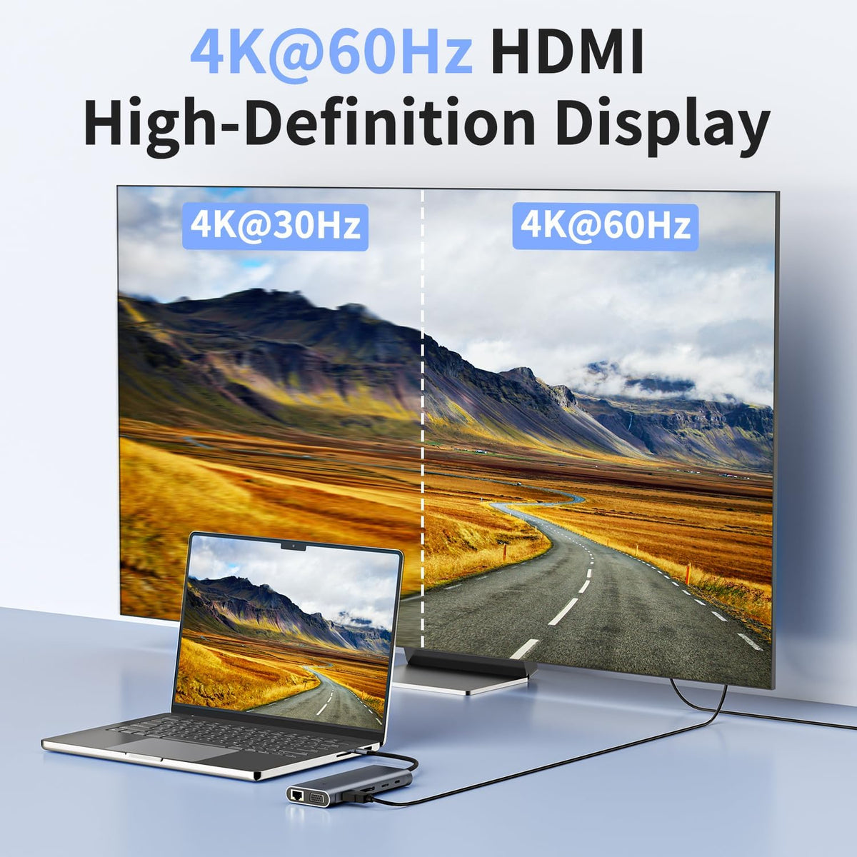 12-in-1 USB C Hub Laptop Docking Station, Dual Monitor Display HDMI 4K@60Hz (Single Display), VGA 1080p (Shared Bandwidth), 100W PD, Ethernet, USB 3.0, SD, Audio, for MacBook, Dell, HP, Lenovo