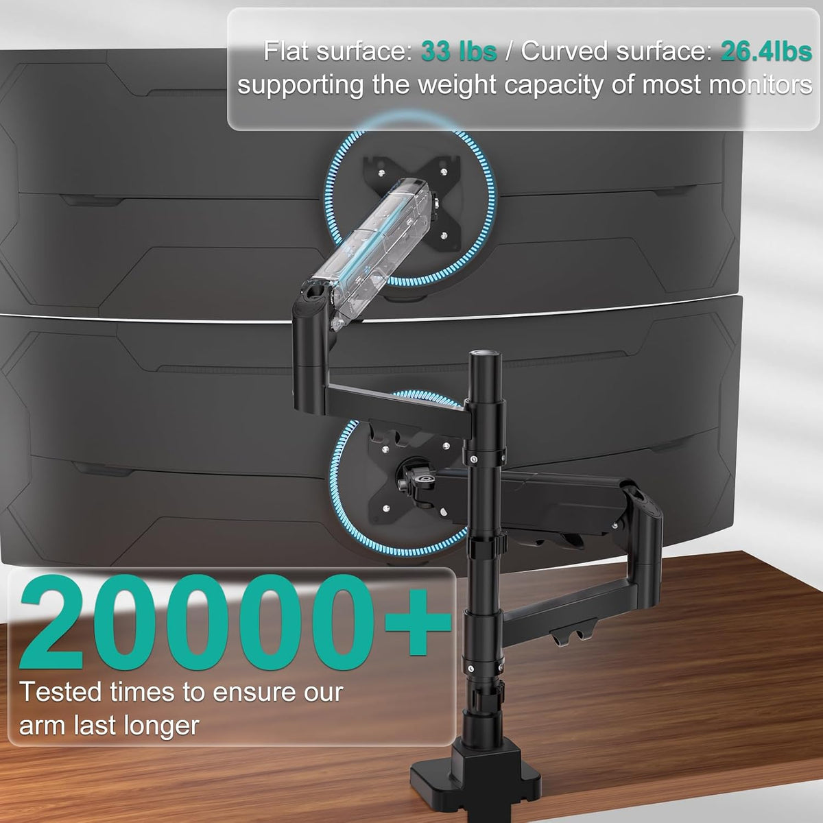 WALI Vertical Dual Monitor Mount for 17-49 inch Curved Screens, up to 33lbs