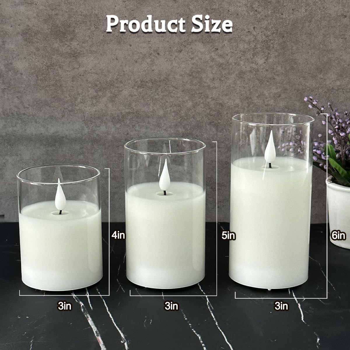 Glass Rechargeable LED Flickering Flameless Candles with Remote and Timer | Fake Candles Flickering Warm LED Flame for Centerpiece Table Decorations, Halloween, Christmas & Home Fall Decor (Pack of 3)