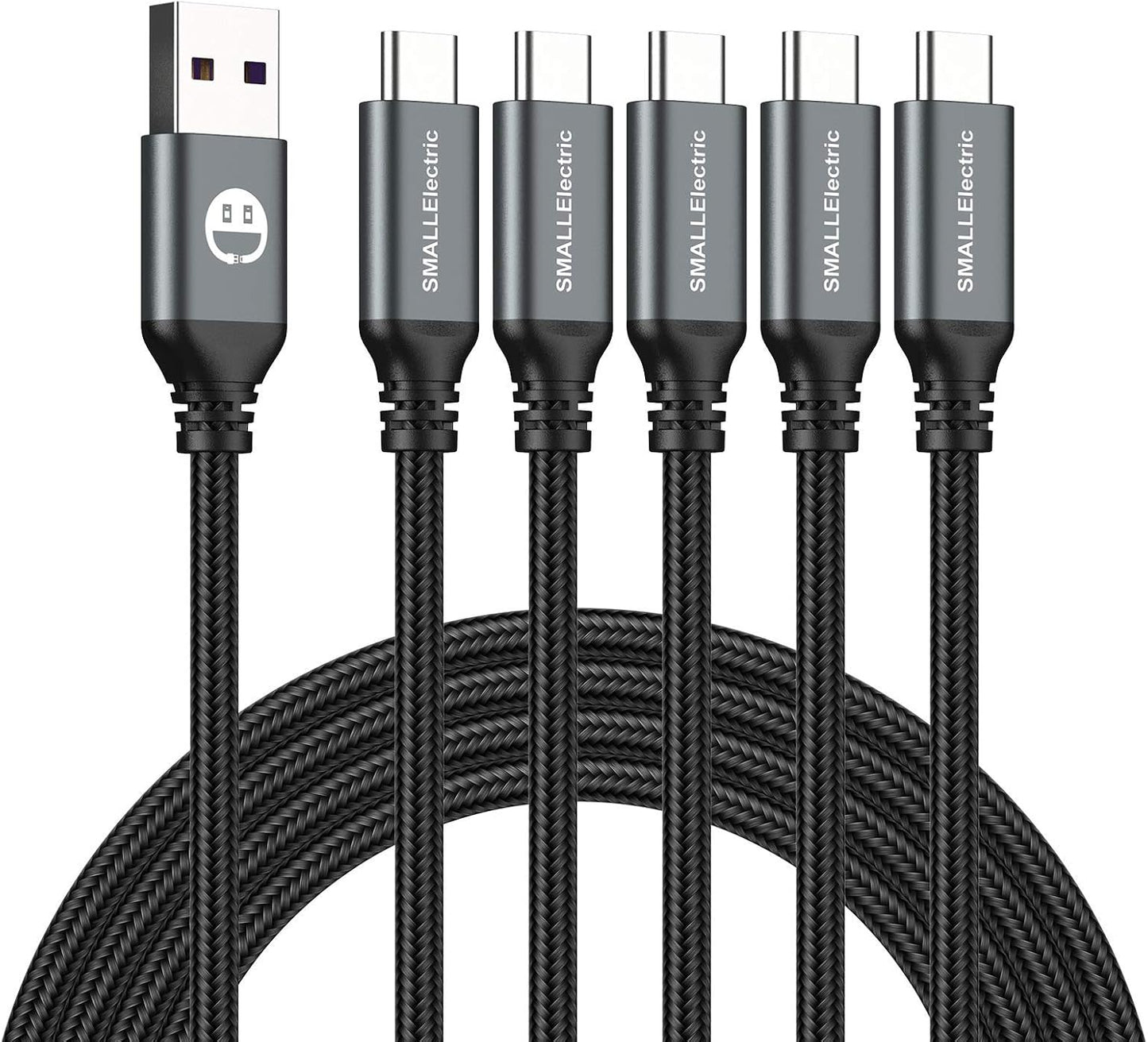 USB C Cable 10FT 5 Pack, USB A to Type C Fast Charger Cord | Extra long 10ft braided USB A to C charging cords for iPhone 17 16 15, Samsung Galaxy, LG and Type C devices.(Grey)