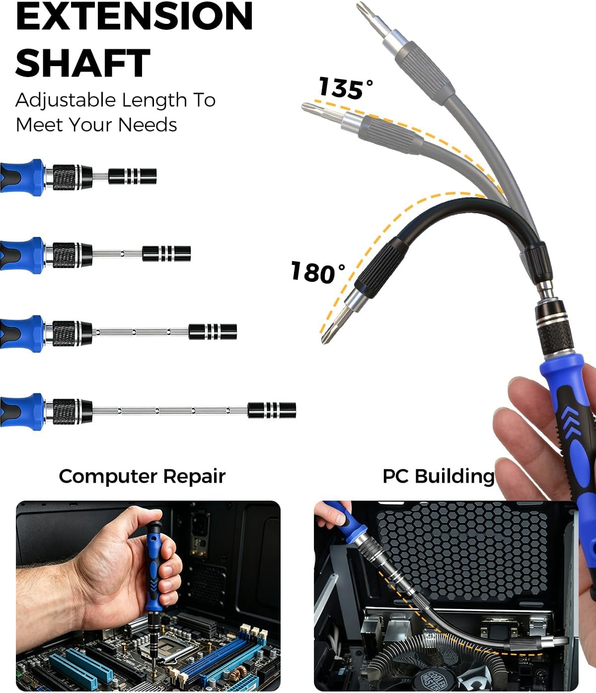 80 IN 1 Professional Computer Repair Tool Kit, Precision Screwdriver Set | Magnetic Screwdriver Set for Laptop, PC, MacBook, Tablet, iPhone, PS4, Electronics, Gamer Tech Gifts for Men (Blue)