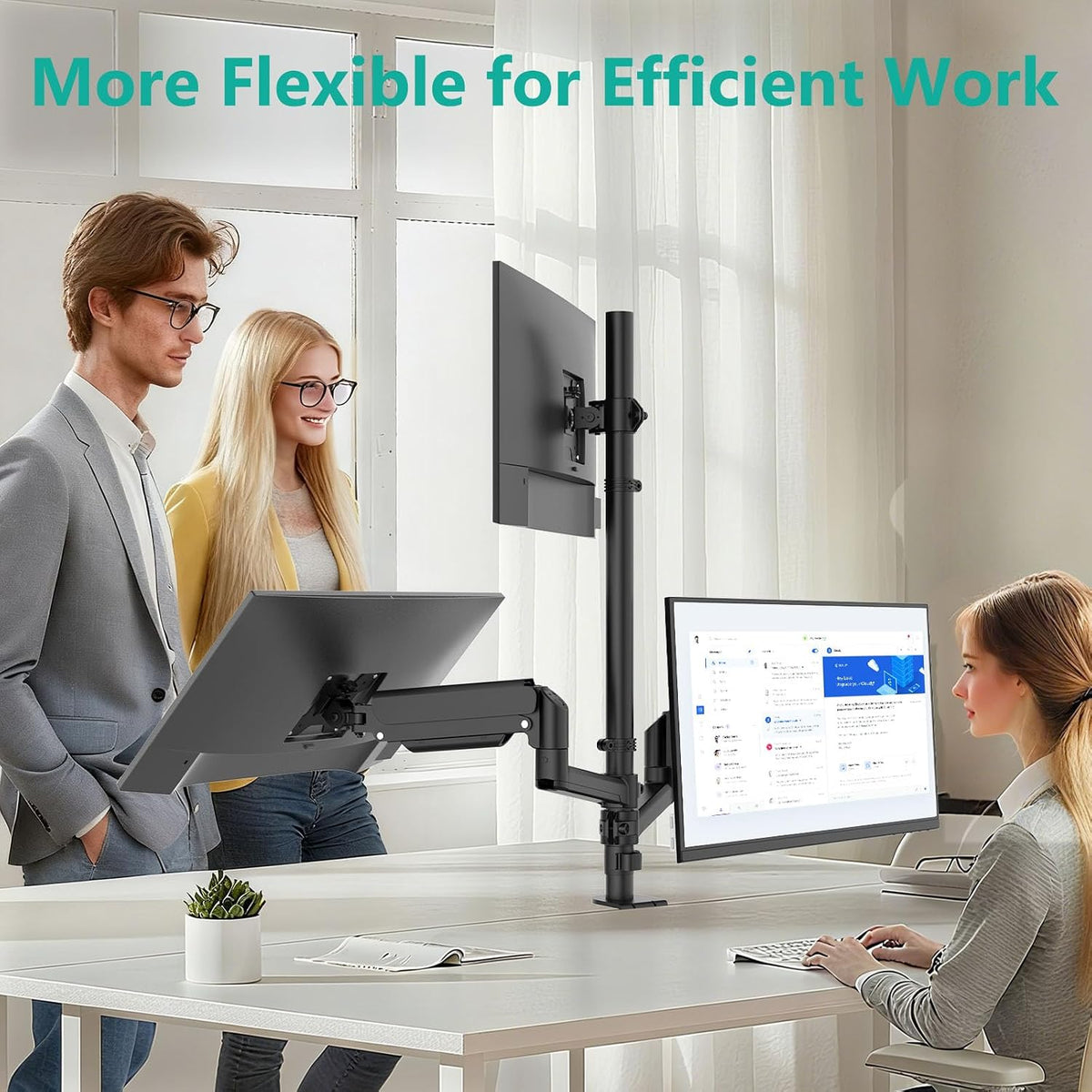 WALI Stacked Triple Monitor Mount for 13-27 inch Screens, 19.8 lbs per Arm