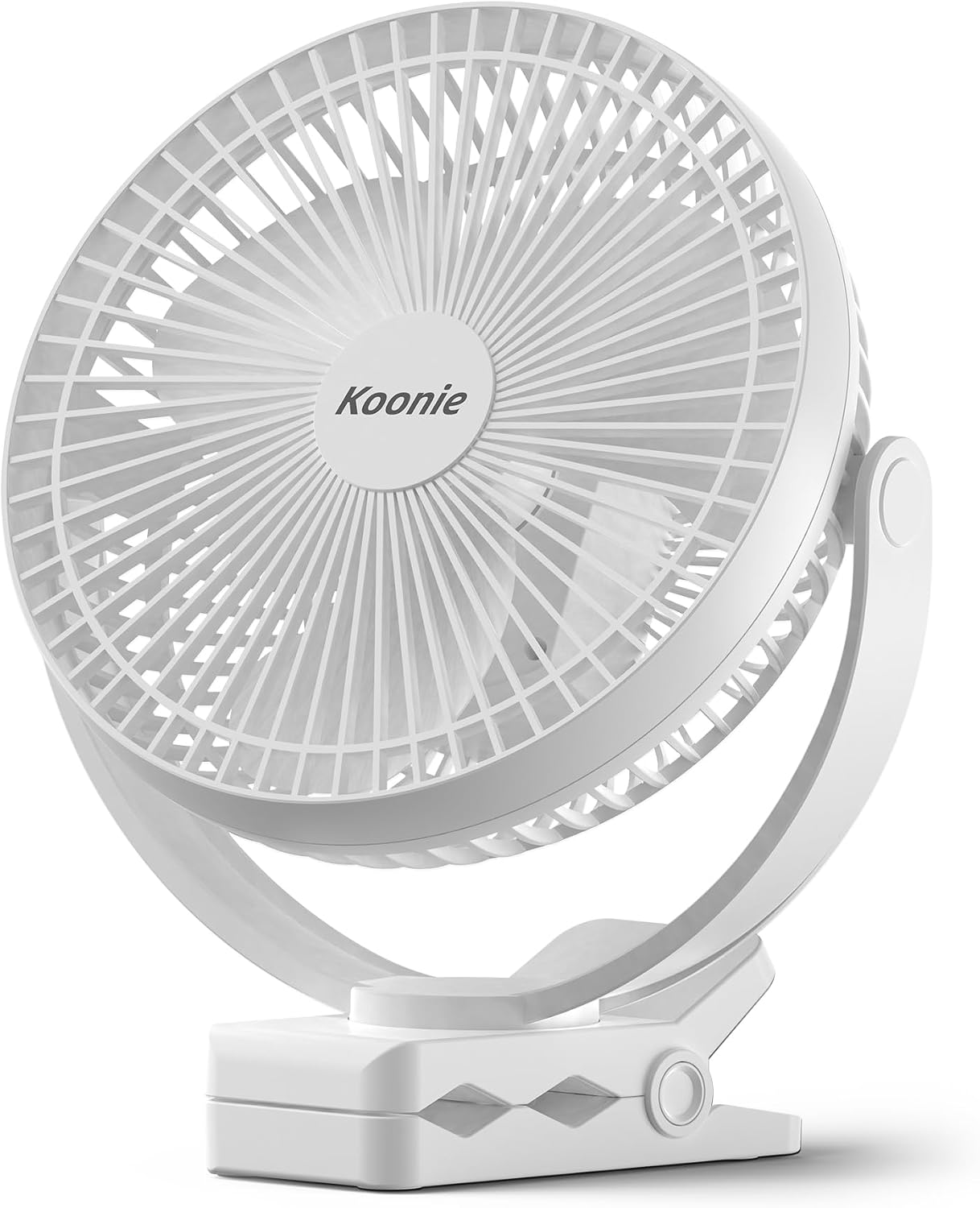 Koonie 8'' 10000mAh Portable Clip on Fan with LED Lantern and Hook | Battery Operated Desk Fan, Quiet Camping Fan with LED Digital Display, 360° Rotation & 3 Speeds for Travel Tent Gym Treadmill