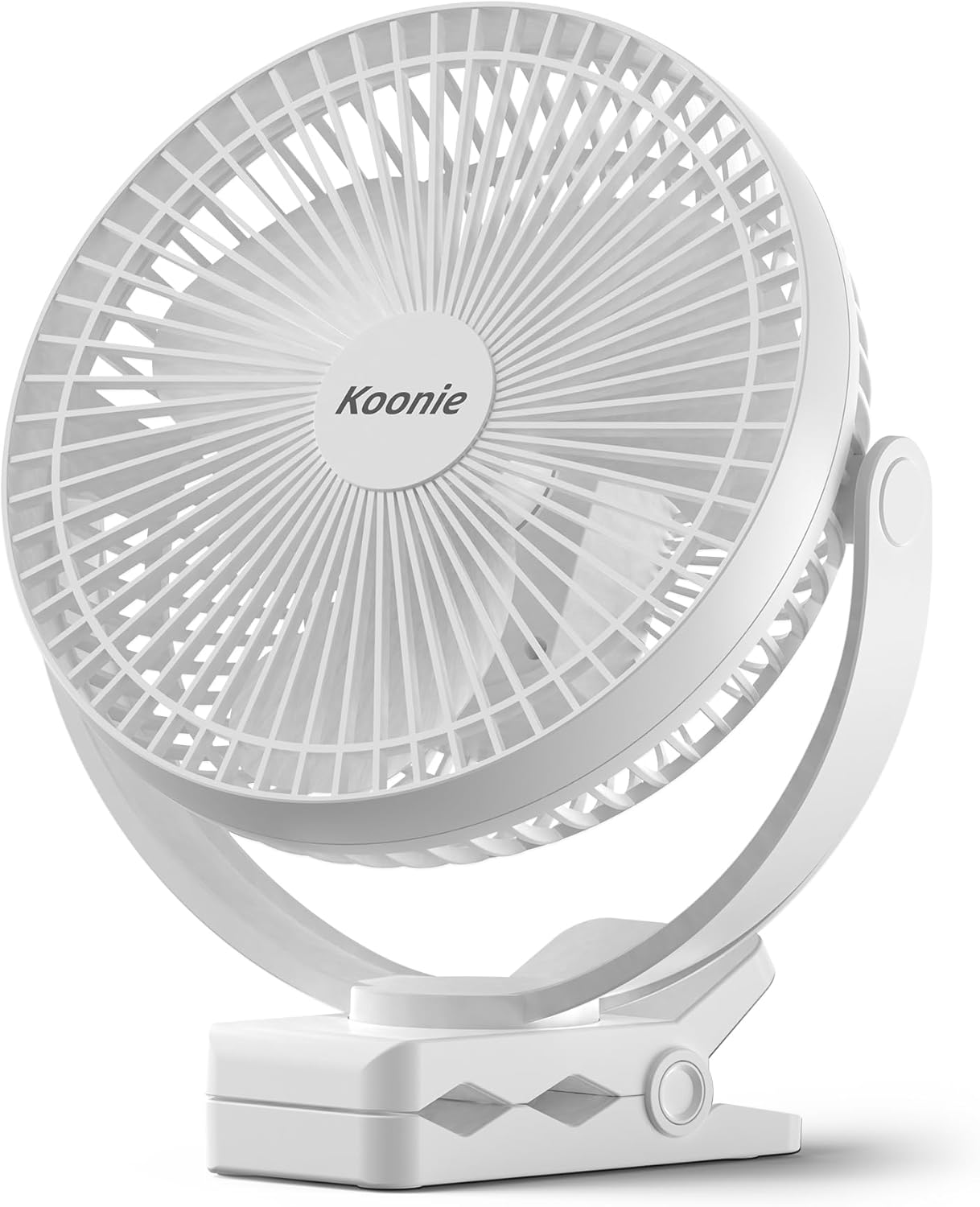 Koonie 8" Clip on Fan, 10000mAh Rechargeable Battery, Strong Airflow | 4 Speeds, Sturdy Clamp, Ideal Portable USB Desk Fan for Office, Golf Cart, Camping, Travel, Tent, Outdoor, Treadmill & Gym