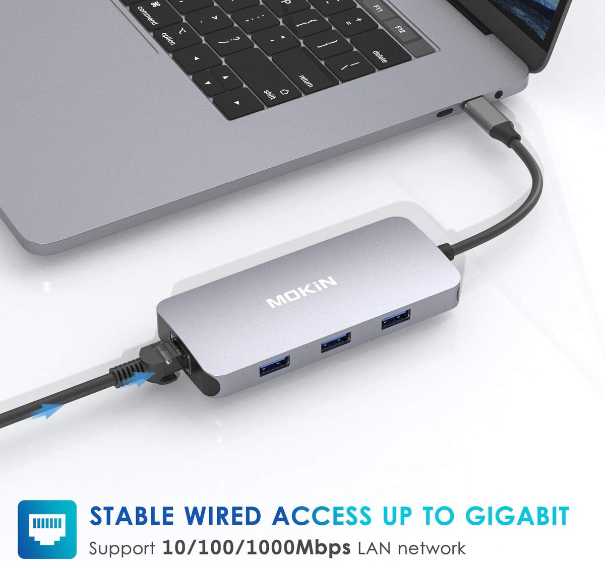 MOKiN USB C Hub HDMI Adapter Dongle for MacBook/Dell/Lenovo/HP Laptop | 4K@60HZ HDMI, 2*USB A 3.0/USB A 2.0/USB C 3.0/Ethernet Port/USB C Charging Port/SD/microSD Card Reader