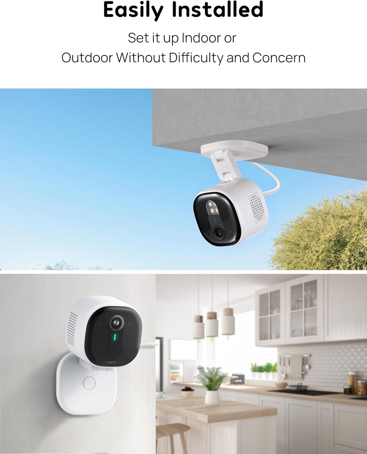 winees Security Cameras Outdoor, Wired 2K Wi-Fi Cameras for Home Security, 2.4G Indoor Camera, Human/Pet AI Detection, Color Night Vision, 2-Way Audio, Support Cloud/128G SD Card Storage