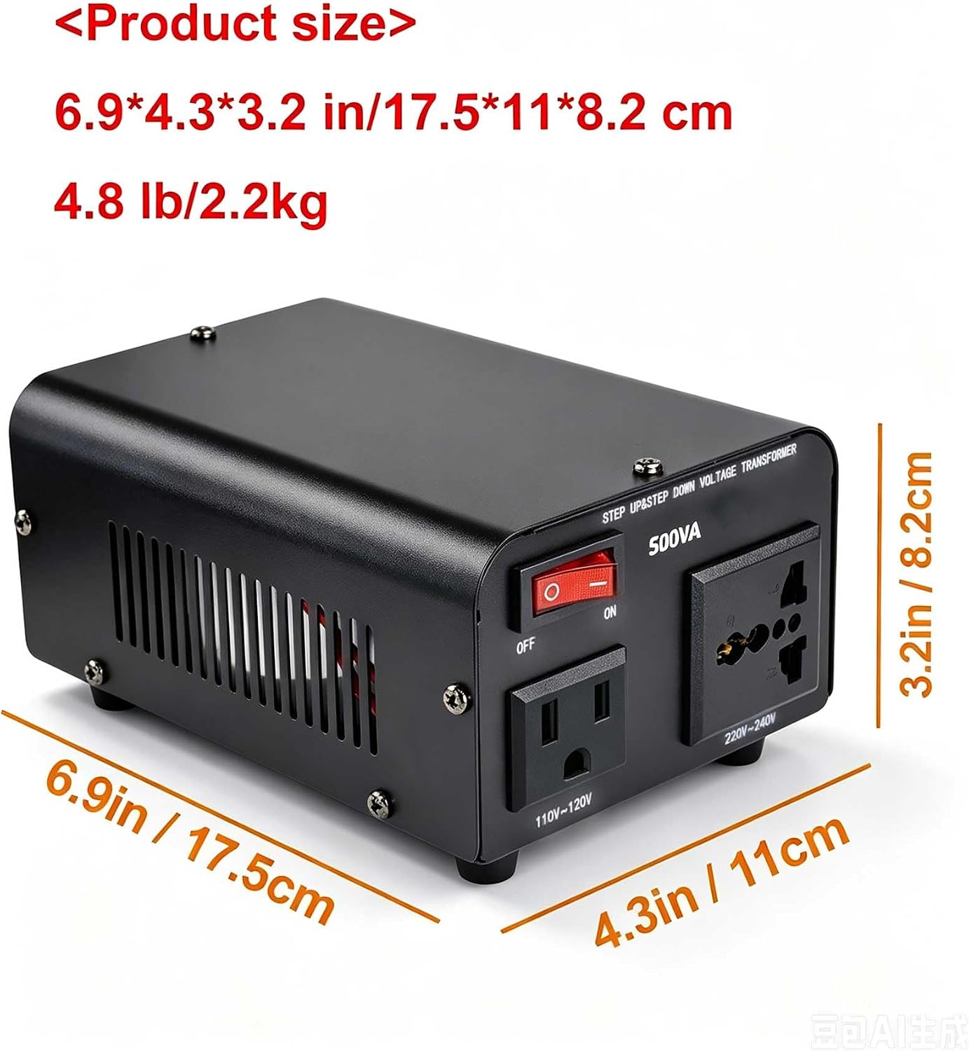 500W Voltage Transformer Power Converter 110V to 220V, 220V to 110V | Yinleader Step Up/Down Converter 110/120 Volt - 220/240 Volt w/US Power Cord [300W Continuous Power]