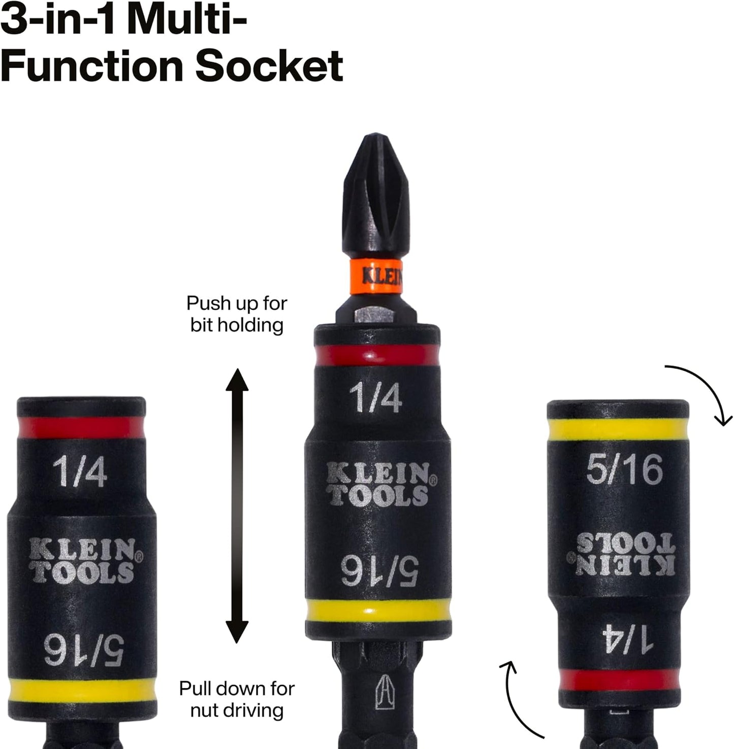 Klein Tools 32304 Screwdriver, 14-in-1 Adjustable Screwdriver with Flip Socket, HVAC Nut Drivers and Bits, Impact Rated
