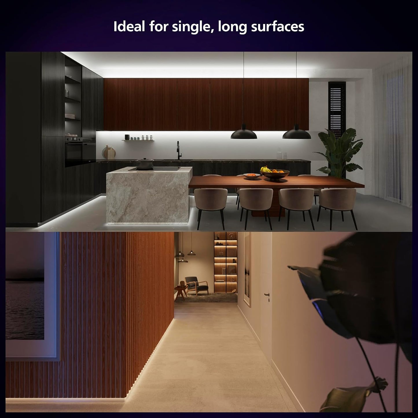 PHILIPS Hue Indoor 10 Ft Smart RGBWW LED Solo Lightstrip Base Kit, 1 Pack, Control with Hue App, LED Strip Lights Compatible with Alexa, Google Assistant and Apple HomeKit