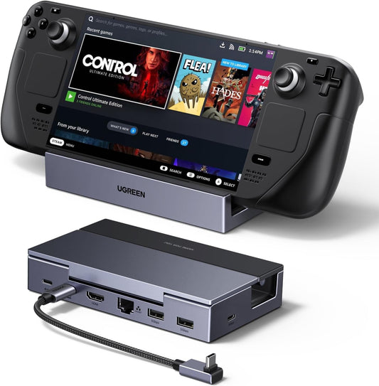 UGREEN Steam Deck Dock 6-in-1 4K@120Hz HDMI 2.1, 100W PD | USB-A & USB C 3.0, Gigabit Ethernet, Dock for Rog Xbox Ally 2025, Steam Deck, ROG Ally, Region Go, MacBook