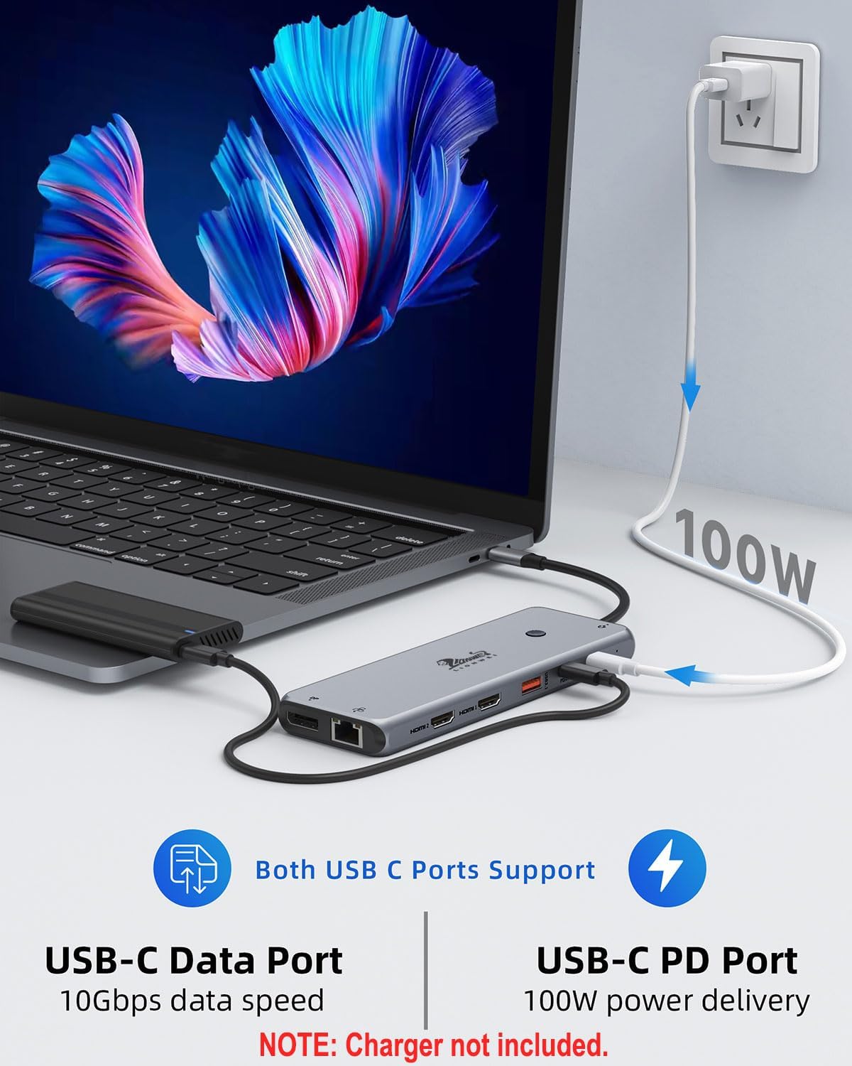 13-in-1 Docking Station Dual Monitor 4K LIONWEI USB C Hub for Laptop Mac | Triple 4K, Dual HDMI+DP, 10Gbps, 100W PD, Ethernet, 8 USB C/A Ports, with Switching Mode Botton, Audio, for Dell,HP,Lenovo