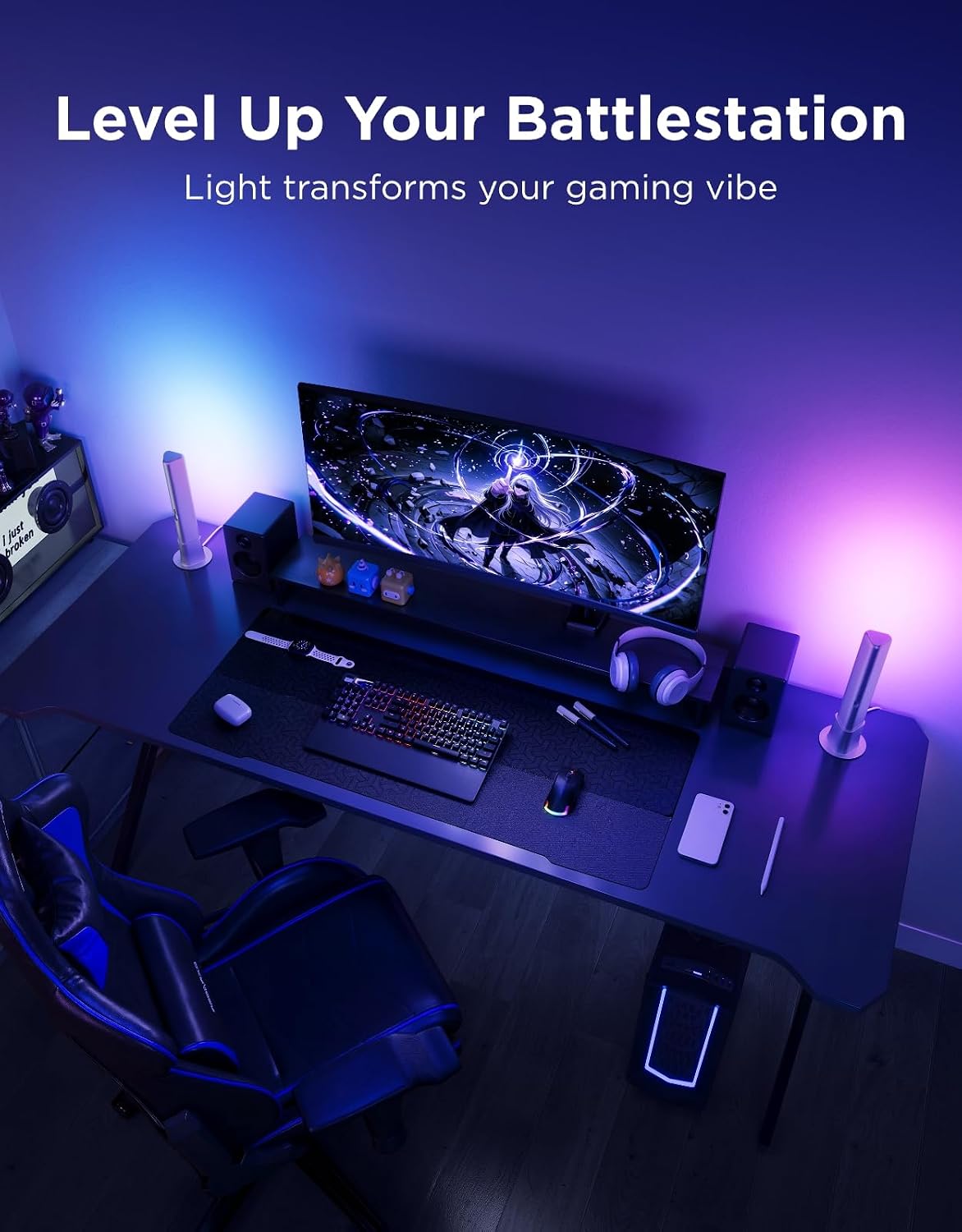 Govee Smart Light Bar, RGBICWW TV Lights for Living Room, Gaming, Silver