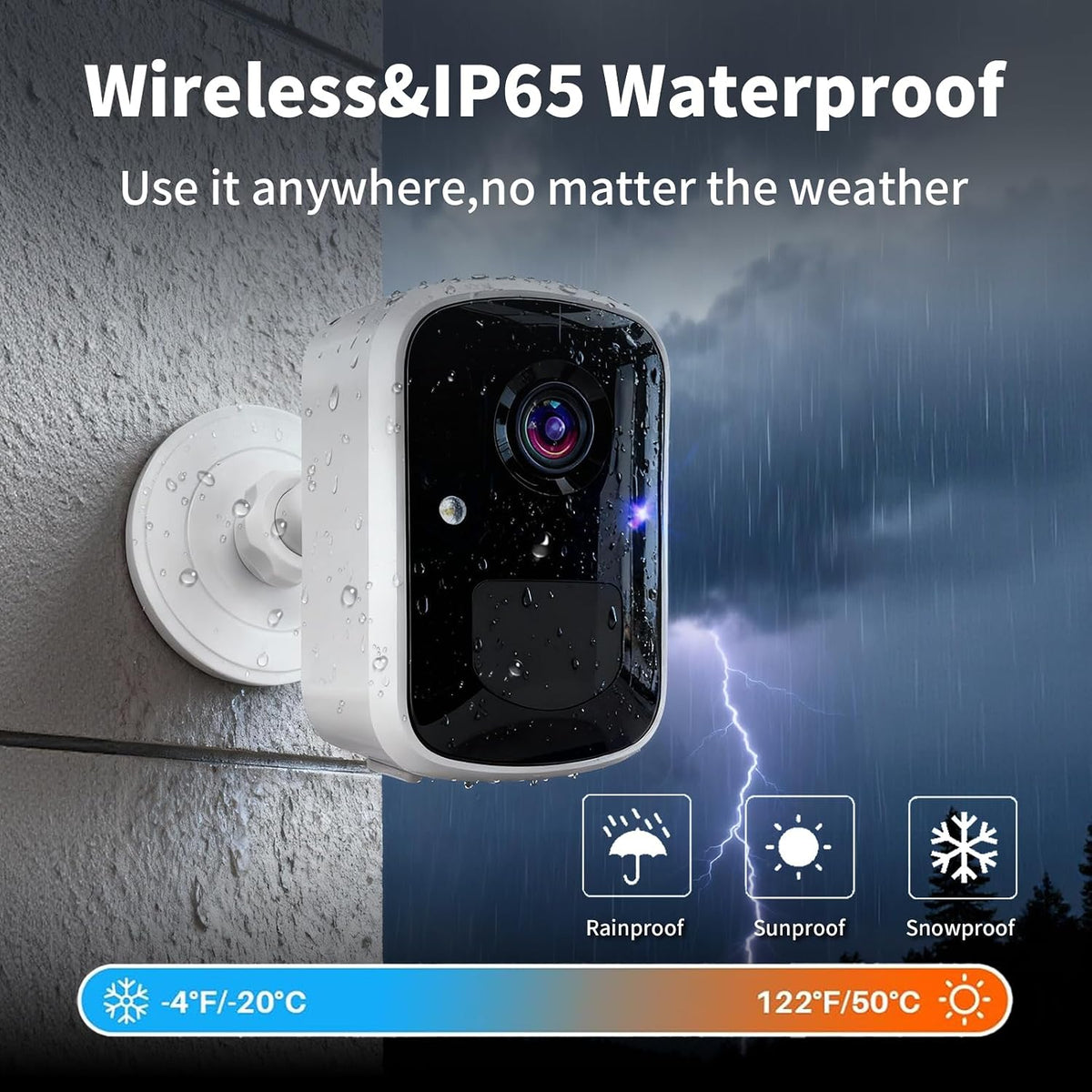 Goalake Wireless Security Camera, 3MP 2K Battery WiFi Camera for Home, AI Motion Detection,Color Night Vision,2-Way Talk,Spotlight Siren, IP65,No Monthly Fee,Cloud/SD Storage(Pre-Inserted SD Card)