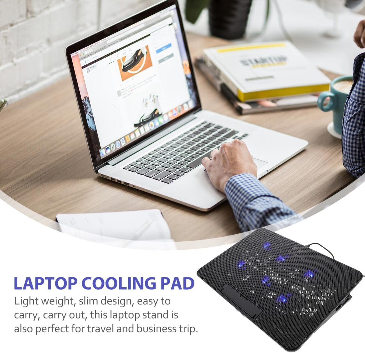 Operitacx 15.6"-17" Laptop Cooling Pad - Adjustable Laptop Cooler Stand with Quiet Fans, Ergonomic Notebook Fan Holder for Gaming and Office Use