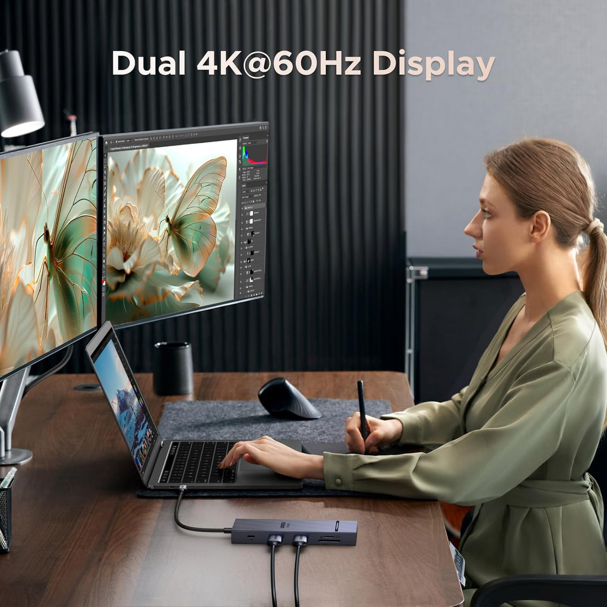 UGREEN USB C Docking Station Dual Monitor 4K@60Hz, 10-in-1 Dock with 2xHDMI
