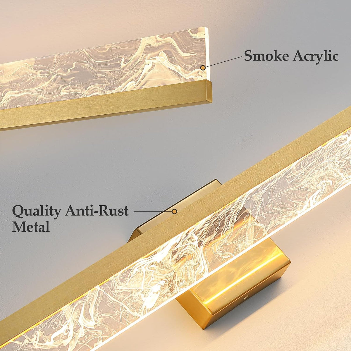 AIJIASI 39-Inch Brushed Gold Vanity Light Fixture, 28W Dimmable LED Modern Light Bar for Bathroom Mirror, Restroom, Bedroom (3000K)