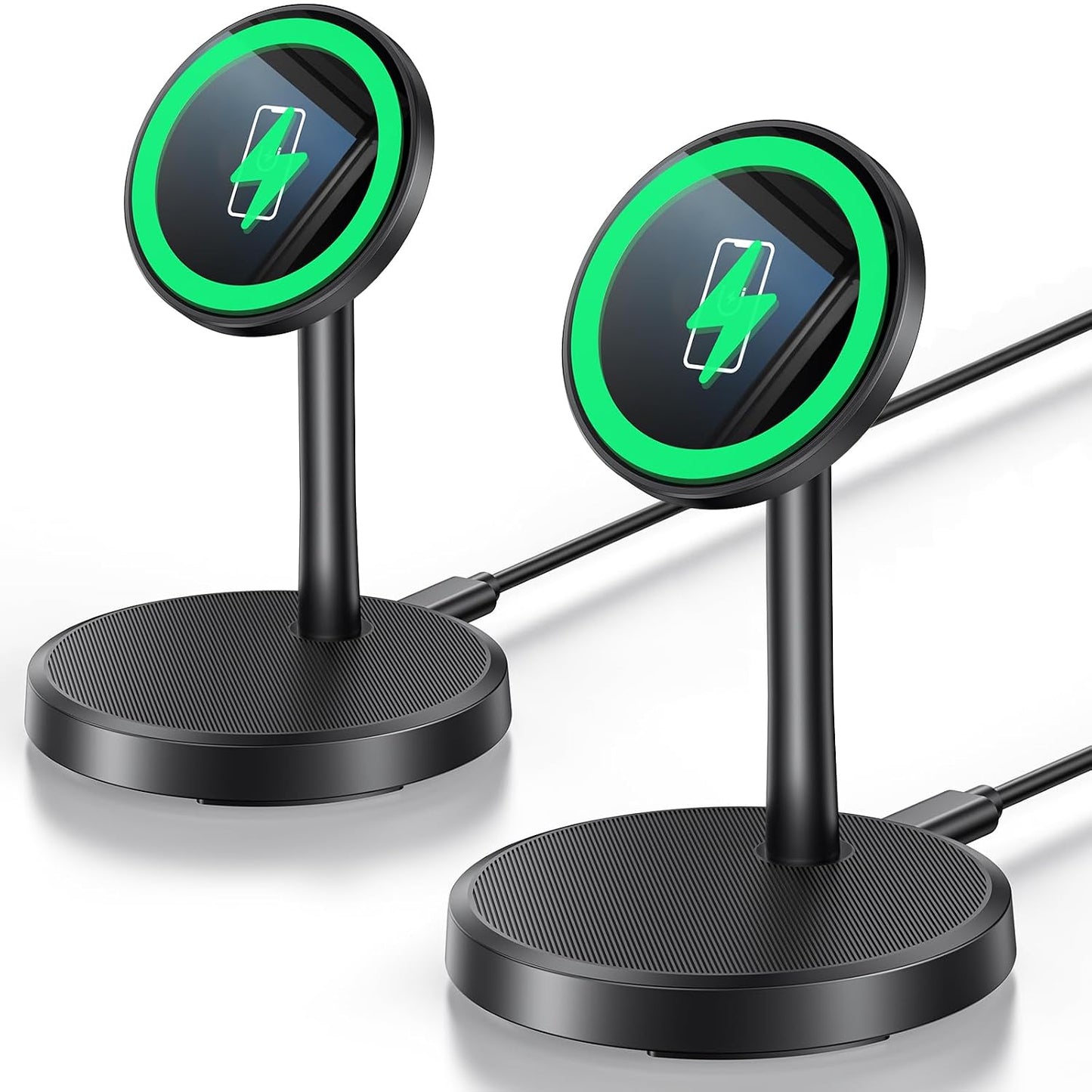 Magnetic Wireless Charger iPhone, 2 Pack 15W Fast Mag-Safe Charger Stand for iPhone 17/17 Air/17 Pro/17 Pro Max 16/15/14/13/12 Series, Wireless Charging Station for Pad/AirPods(Black)