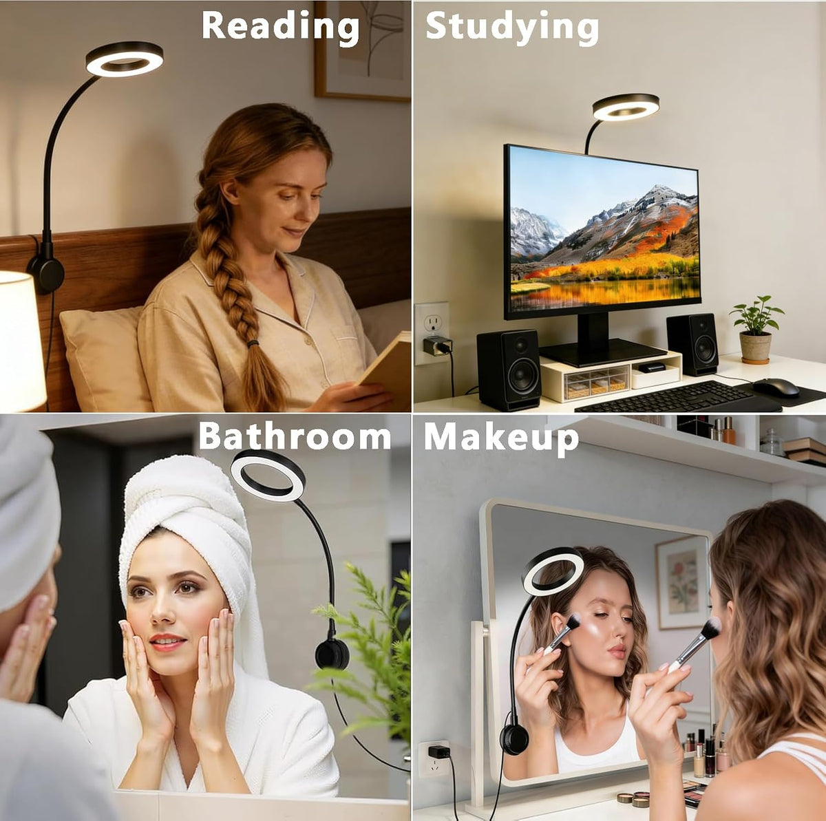 Ring Light for Computer Monitor,Suction Cup Small Desk Lamp for Office Home