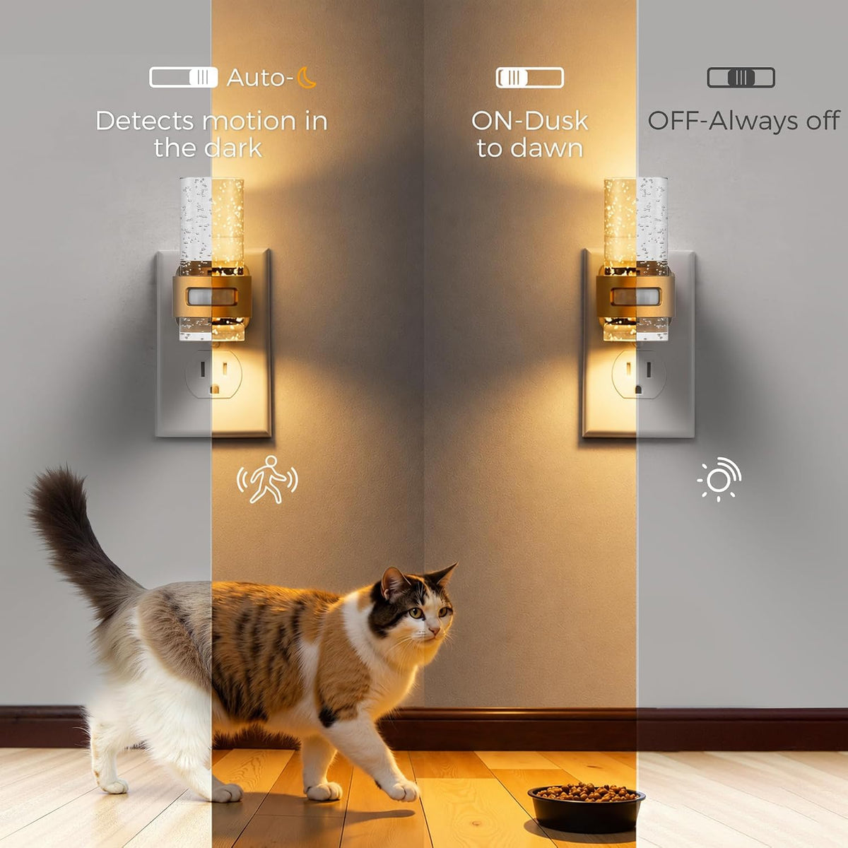 L LOHAS LED Motion Sensor Night Light, Bubble Night Lights Plug into Wall