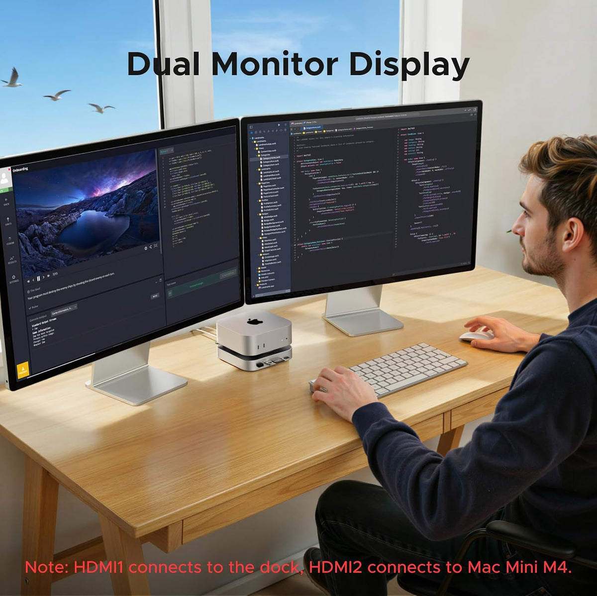 UGREEN Mac mini M4 Dock DP Hub 4K@144Hz with NVMe Enclosure | 10G USB-A/C, SD/TF slots, audio port, M.2 NVMe enclosure, for Mac mini M4/M4 Pro 2024