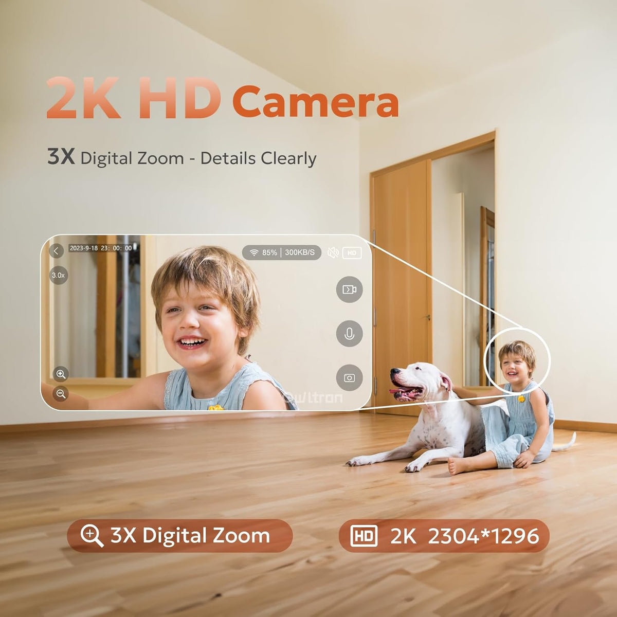 owltron Indoor Security Camera, 2K 3MP Cameras for Home Security