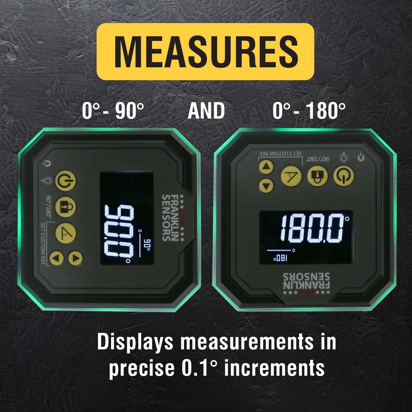 Franklin Sensors Light Cube, Digital Angle Gauge and Magnetic Level Tool | Turns Green When Level and Blue at Custom Reference Angles, Finds and Measures at 0 – 90 and 0 – 180 Degrees, Small Level